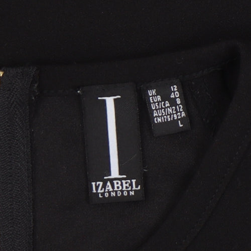Izabel London Black Cold Shoulder Dress, Size 12, Short Sleeve