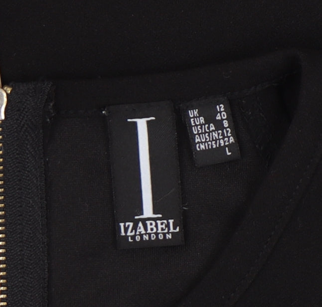 Izabel London Black Cold Shoulder Dress, Size 12, Short Sleeve