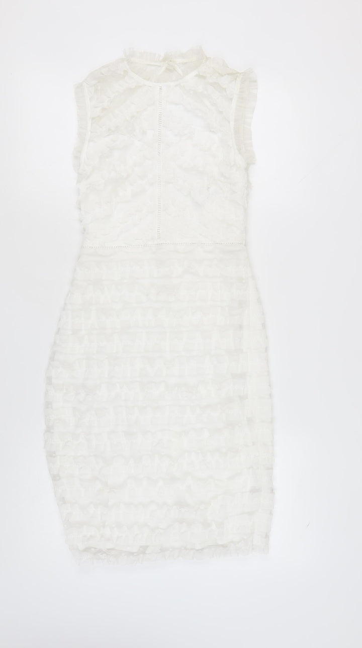 Lipsy Women's White Sheath Dress Size 8 Party Elegant