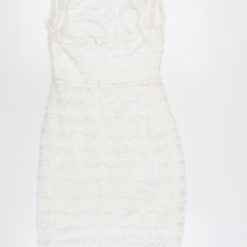 Lipsy Women's White Sheath Dress Size 8 Party Elegant