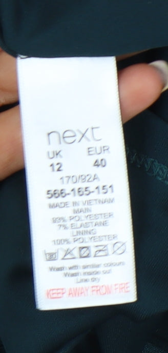 Next Women's Green Velvet Dress, Size 12, V-Neck