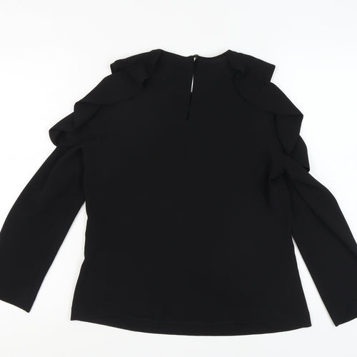 Topshop Women's Black Cold Shoulder Blouse, Size 10