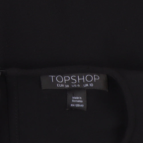 Topshop Women's Black Cold Shoulder Blouse, Size 10