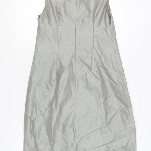 Twin-Set Women's Grey Silk Sleeveless Sheath Dress L
