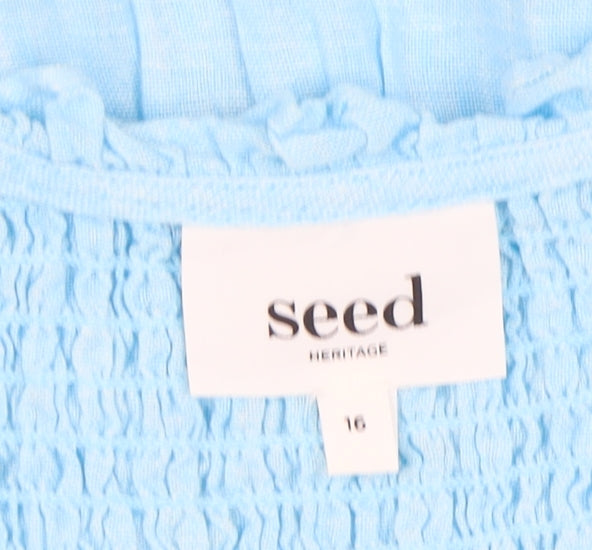 Seed Heritage Women's Blue Linen Dress Size 16