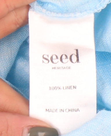 Seed Heritage Women's Blue Linen Dress Size 16