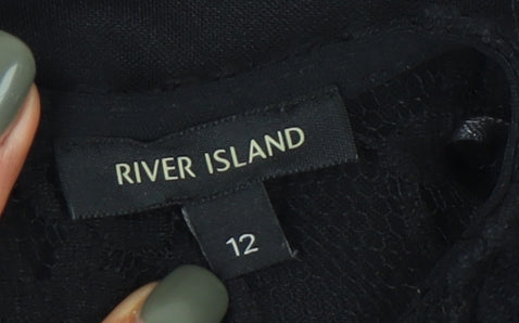 River Island Women's Black Fit & Flare Dress, Size 12