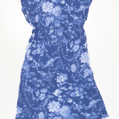 H&M Women's Blue Floral Wrap Dress Viscose Maternity S