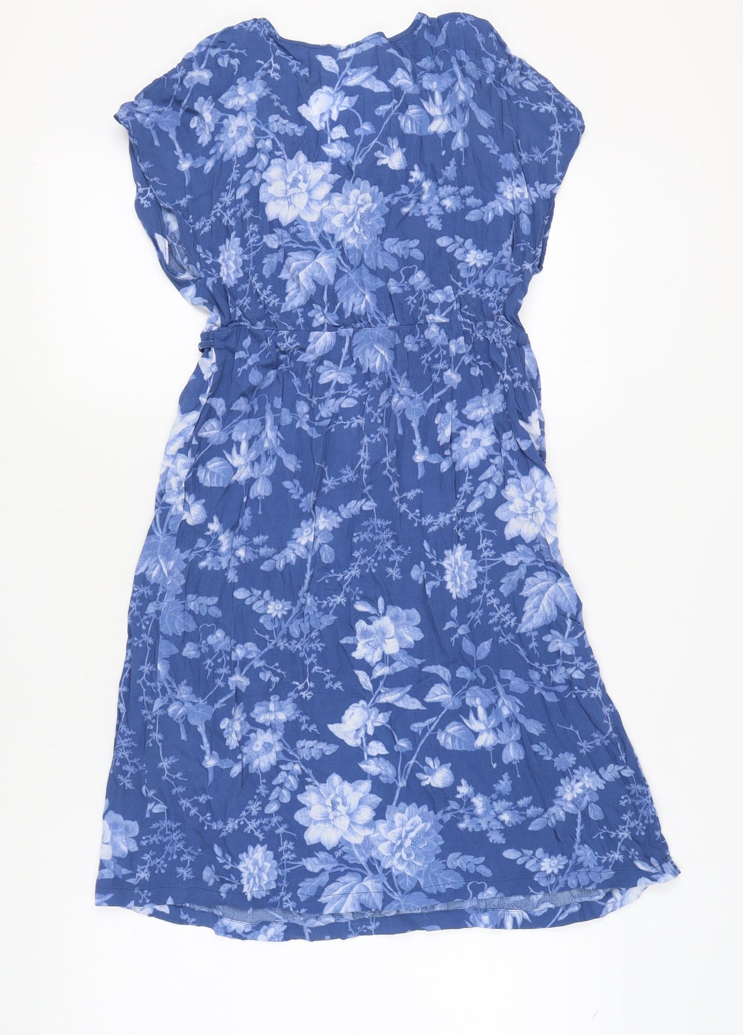 H&M Women's Blue Floral Wrap Dress Viscose Maternity S