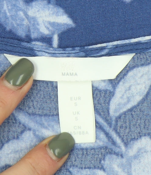 H&M Women's Blue Floral Wrap Dress Viscose Maternity S