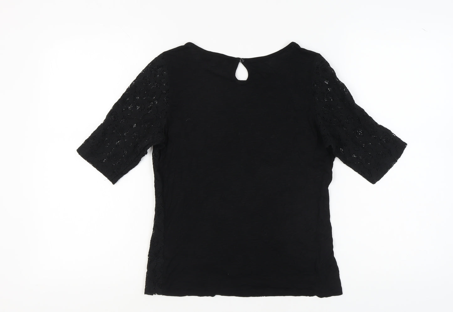 Dorothy Perkins Black Lace Blouse UK 12 Women's Casual