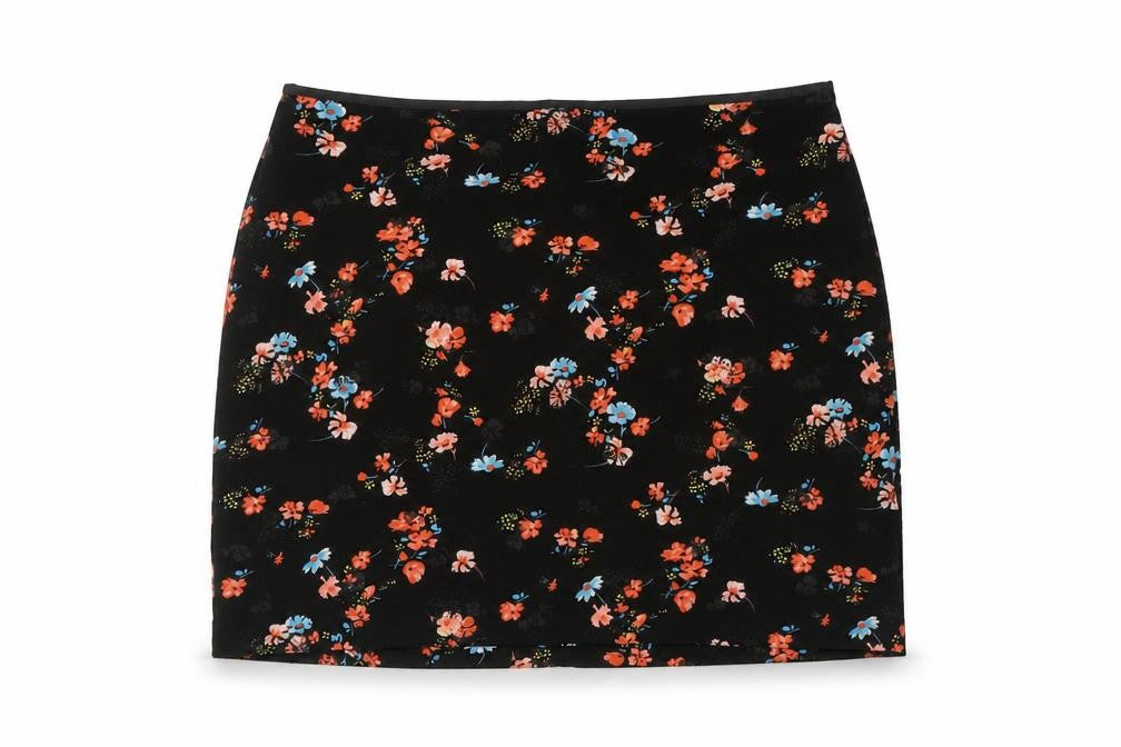 Front view of Oasis Women's Black Floral Pencil Skirt, size 8