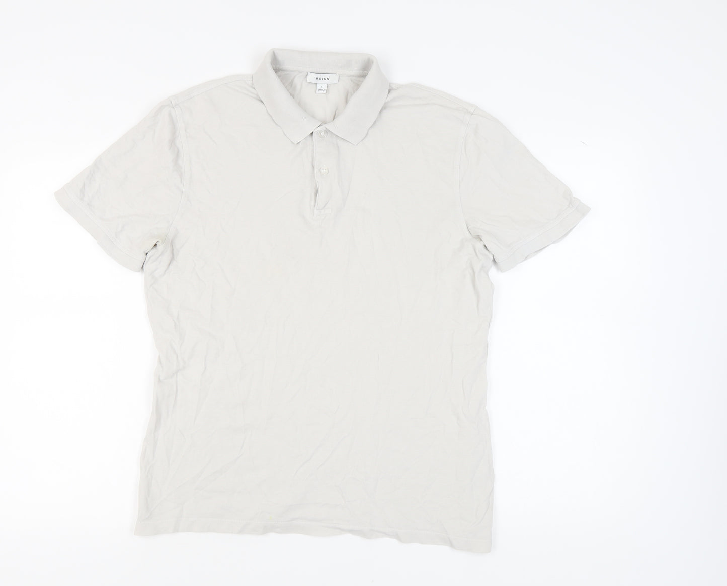 Reiss Men's Grey Polo Shirt - Size L Short Sleeve