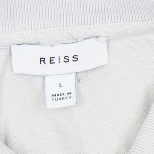 Reiss Men's Grey Polo Shirt - Size L Short Sleeve