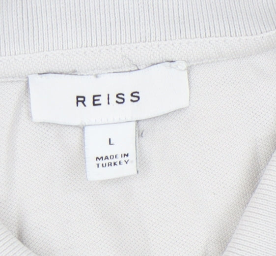 Reiss Men's Grey Polo Shirt - Size L Short Sleeve