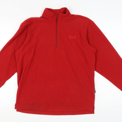 Jack Wolfskin Men's Red Fleece 1/2 Zip Sweatshirt S