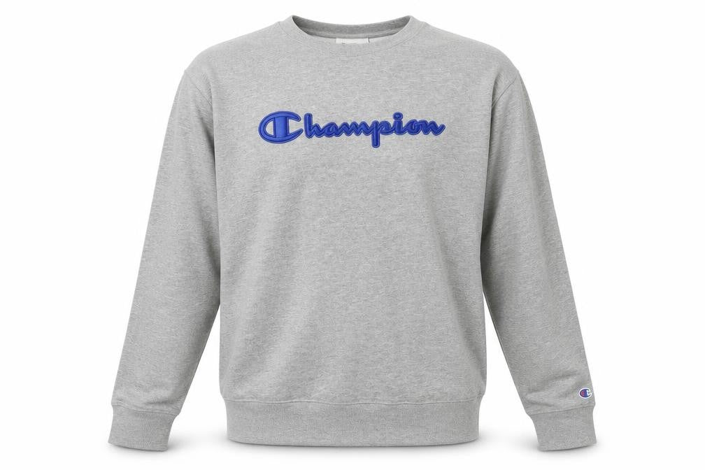 Front view of Champion Men's Grey Pullover Sweatshirt L