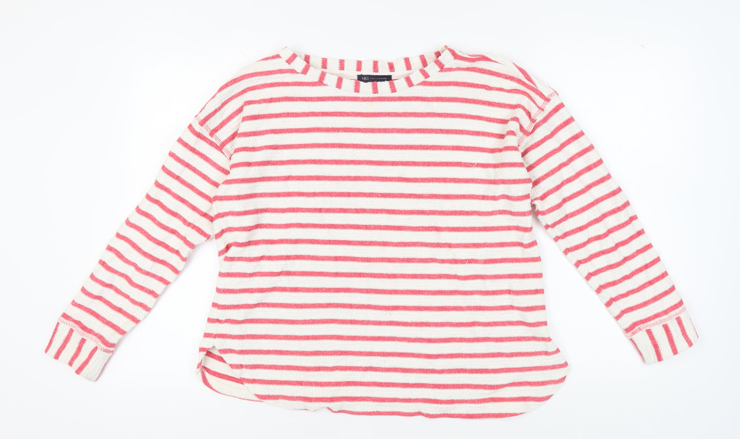 Marks and Spencer Women's Red Striped Sweatshirt Size 20