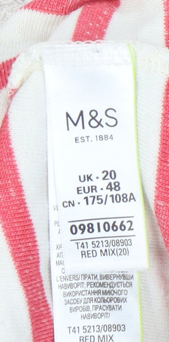 Marks and Spencer Women's Red Striped Sweatshirt Size 20
