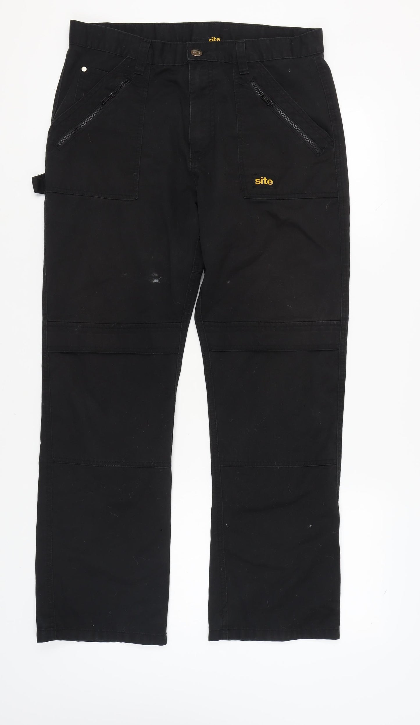 Site Men's Black Cargo Trousers, Size L, 36W 32L