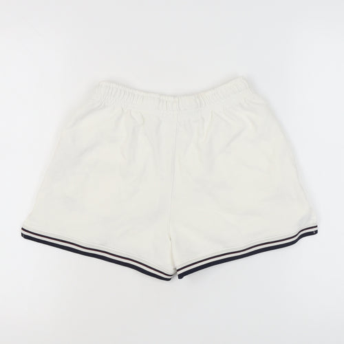 Bershka Women's White Casual S Shorts, Mid-Rise Jersey