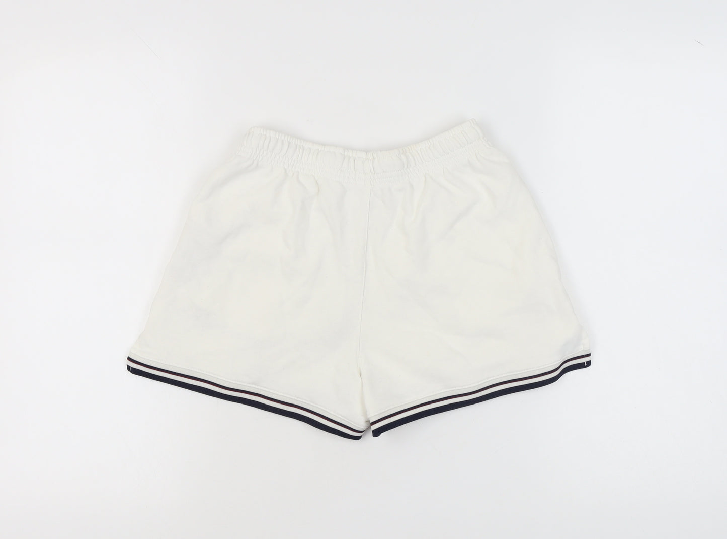 Bershka Women's White Casual S Shorts, Mid-Rise Jersey