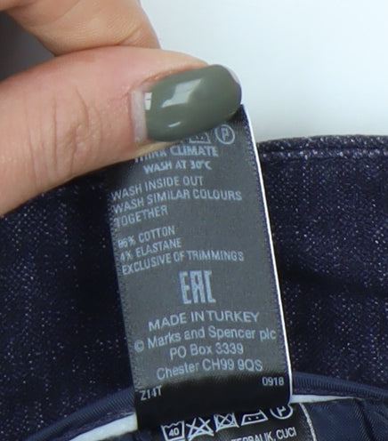 Marks and Spencer Women's Blue Regular Trousers, Size 12