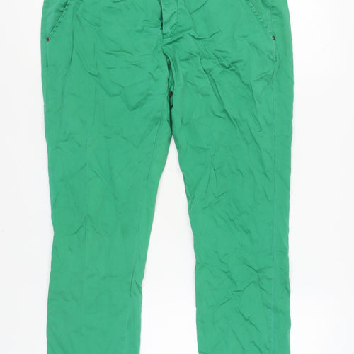 Bifurus Women's Green Trousers, Size 30, Button Pocket