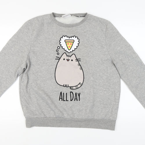 Pusheen Women's Grey Sweatshirt, L, Cartoon Print