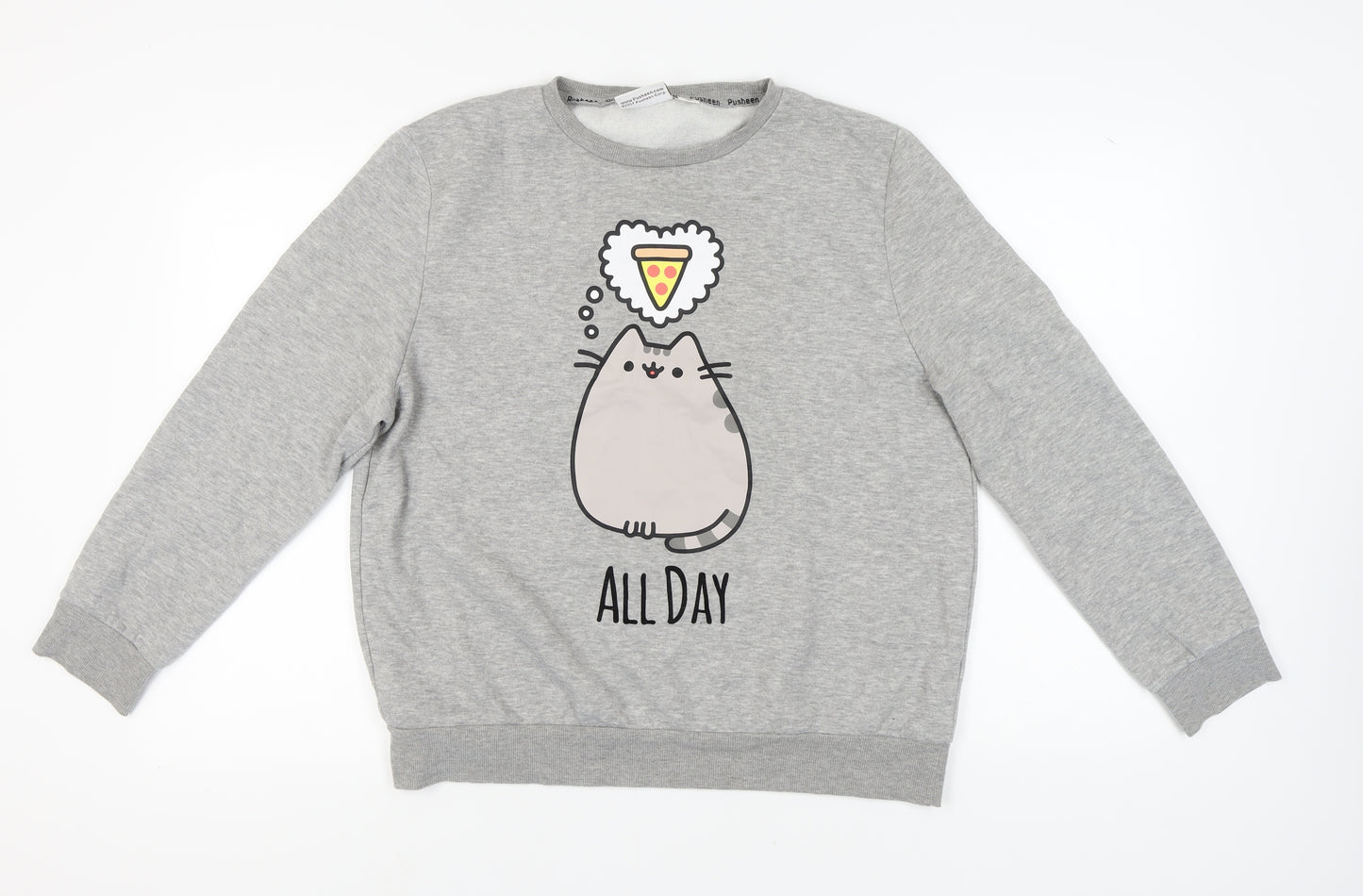 Pusheen Women's Grey Sweatshirt, L, Cartoon Print