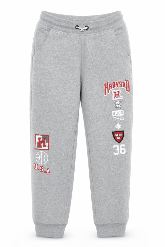 Front view of Harvard girls’ grey jogger trousers 10-11 years