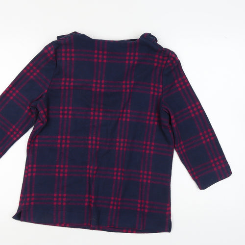 Country Casuals Women's Blue Plaid 3/4 Sleeve Cowl Neck Top