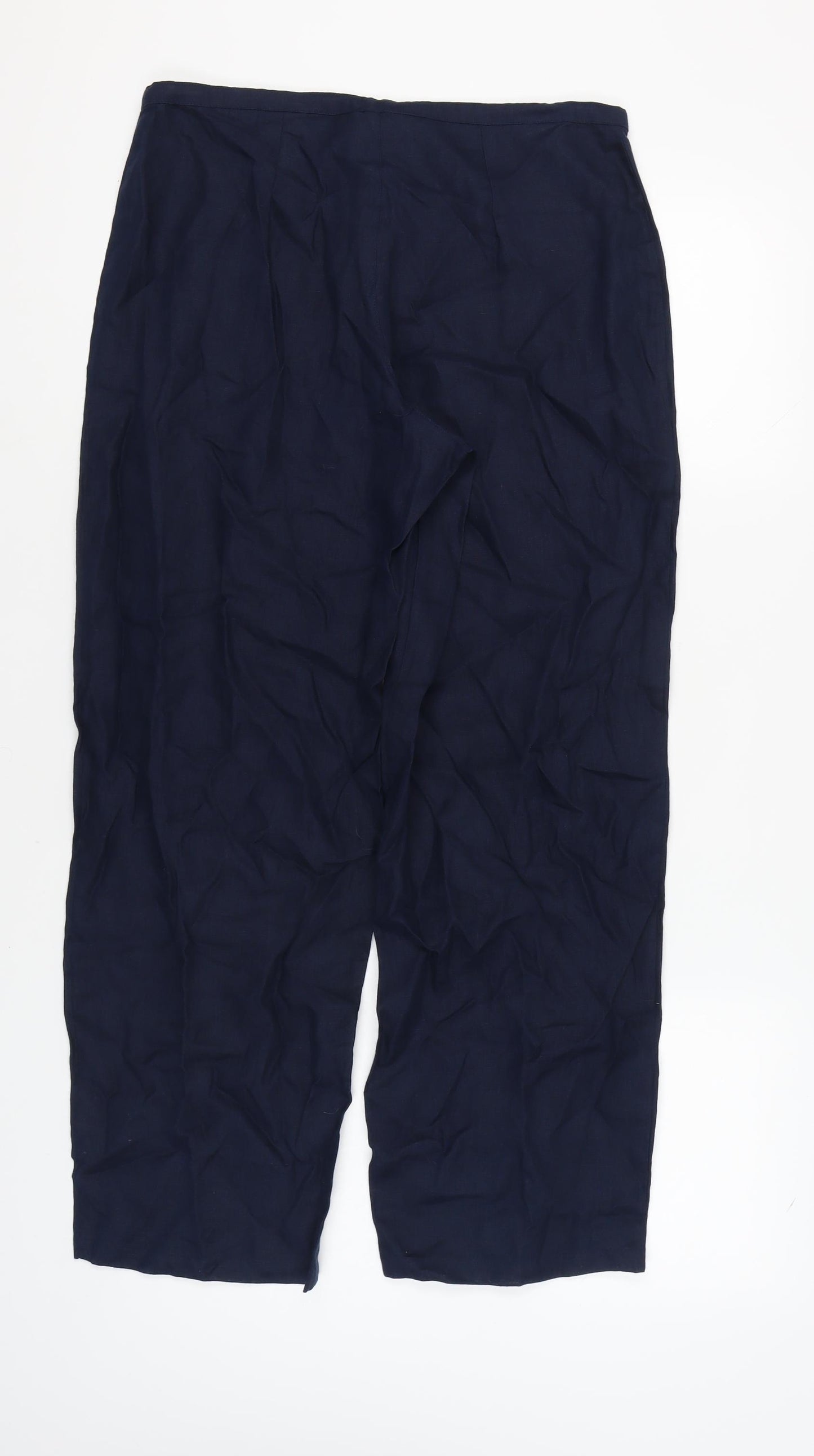 Next Women's Linen Trousers, Blue, Size 16, Casual Wide-Leg