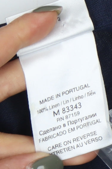 Next Women's Linen Trousers, Blue, Size 16, Casual Wide-Leg