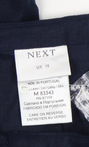 Next Women's Linen Trousers, Blue, Size 16, Casual Wide-Leg