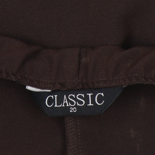 Classic Women's Brown Classic Fit Elastic Waist Trousers