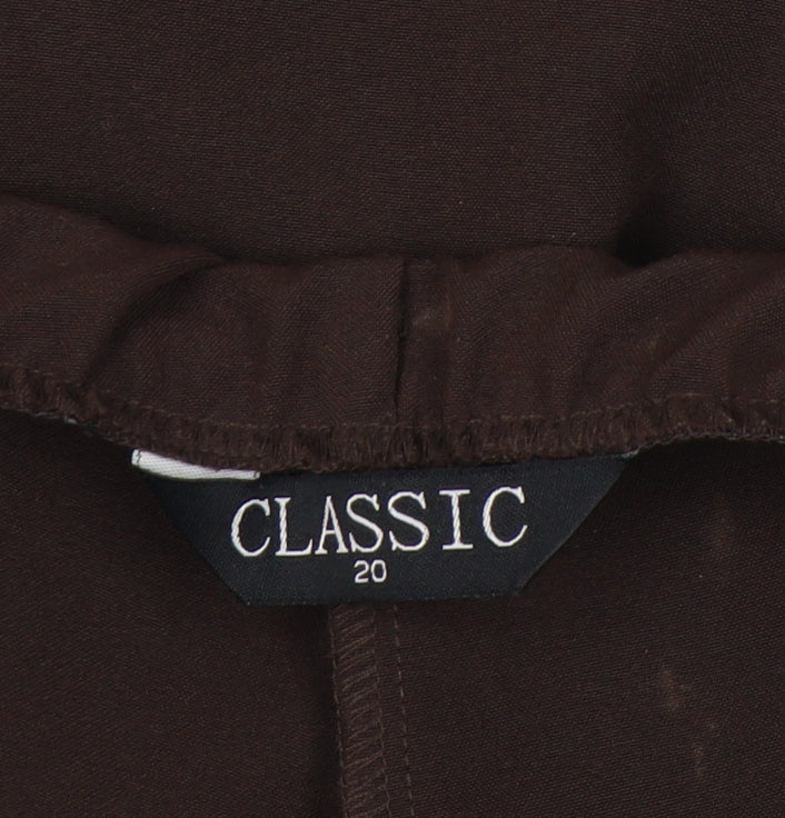 Classic Women's Brown Classic Fit Elastic Waist Trousers