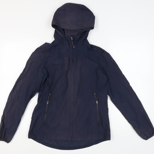 FatFace Women's Blue Hooded Windbreaker Jacket Size 10