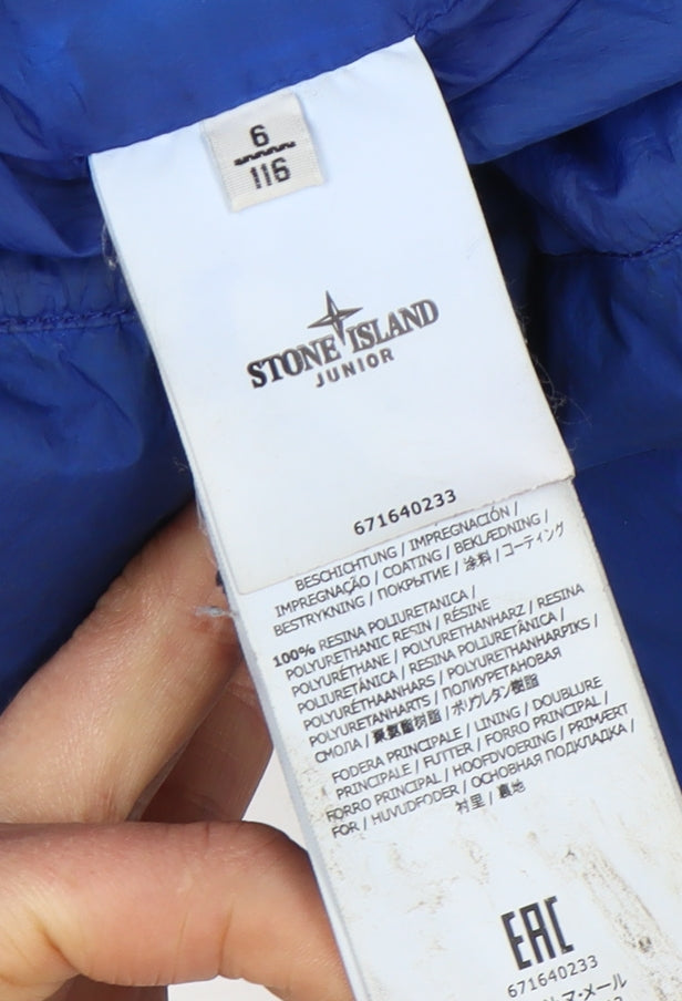 Stone Island Junior Boys Blue Puffer Jacket 6 Years