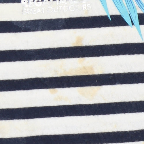 Regatta Girls Blue Striped Long Sleeve Tropical T-Shirt, Size 9-10
