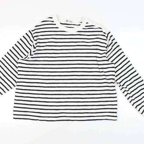 Marks and Spencer Women's White Striped Pullover Jumper, L