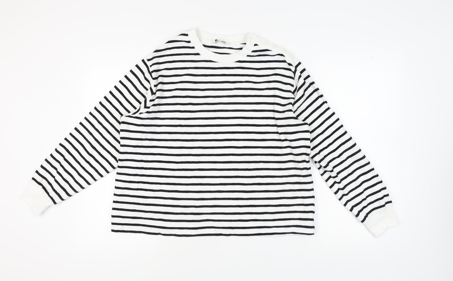 Marks and Spencer Women's White Striped Pullover Jumper, L