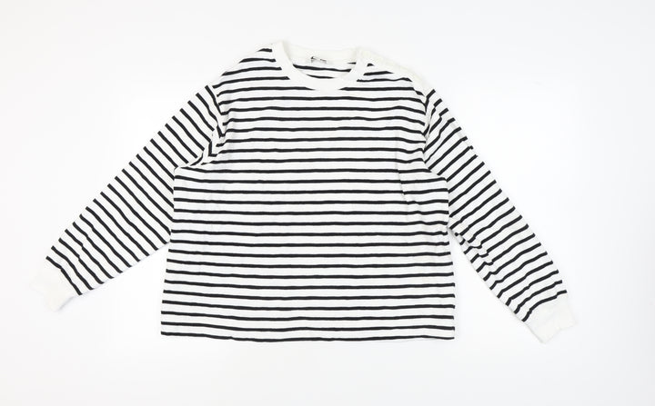 Marks and Spencer Women's White Striped Pullover Jumper, L