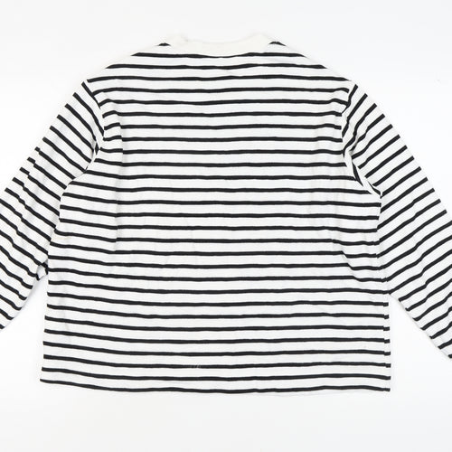 Marks and Spencer Women's White Striped Pullover Jumper, L