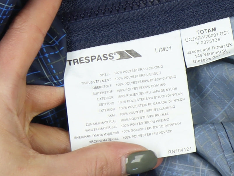 Trespass Boys Blue Rain Coat 5-6 Years Waterproof Windproof