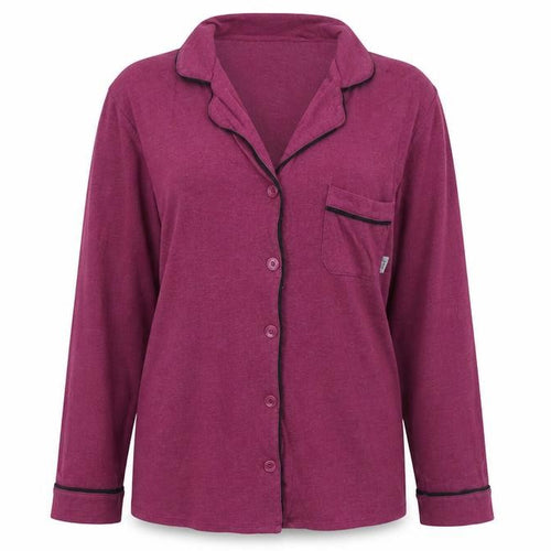 DKNY Women's Purple Pyjama Top, Size M, Long Sleeve, Cotton