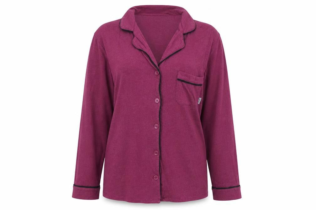 DKNY Women's Purple Pyjama Top, Size M, Long Sleeve, Cotton