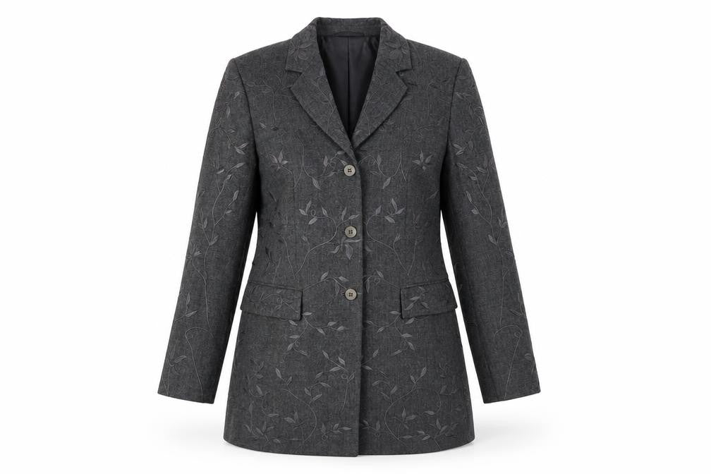 Front view of Windsmoor Women's Grey Floral Blazer, size 10