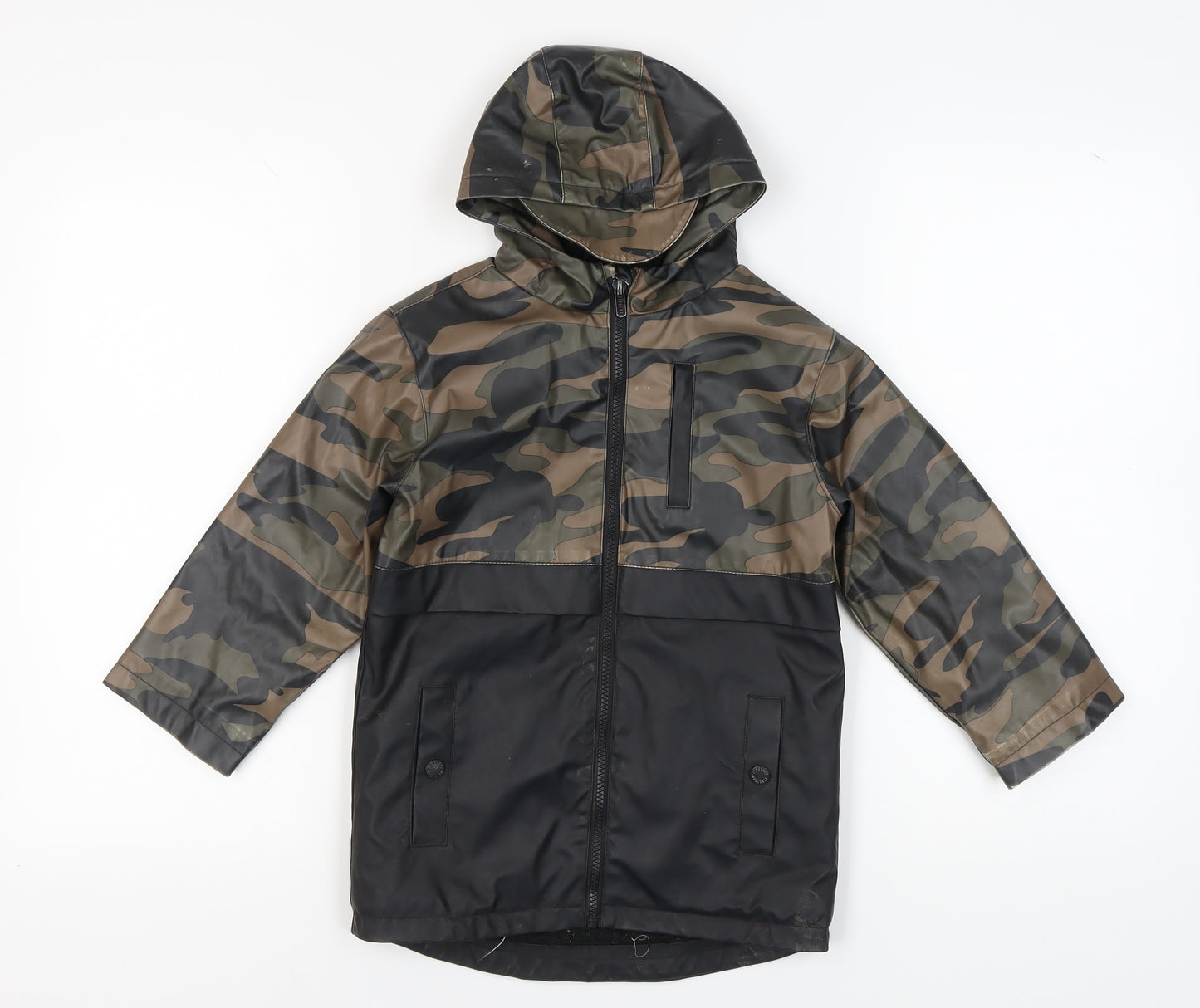 Firetrap Boys Camouflage Parka 5-6 Years Hooded Mid-Length