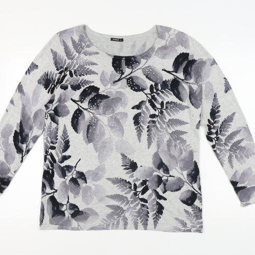 Roman Women's Grey Floral Pullover Jumper Size 18